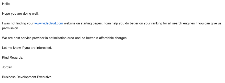 Hello, hope you are doing well [example of a bad email]